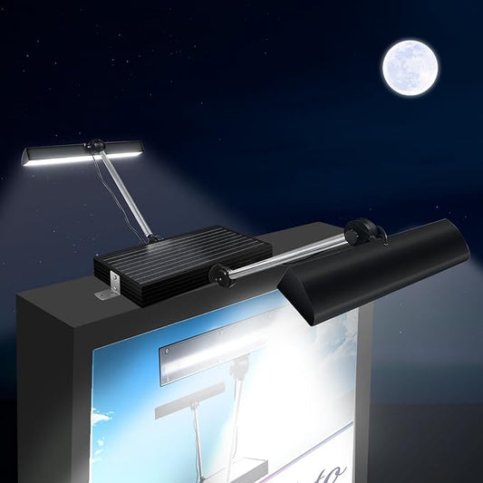 Outdoor Solar Sign Light, 420 LEDs, 5090 Lumens, 12000 mAh, IP65 Waterproof, Solar Powered Commercial Lights, For Real Estate Signs, Garden Walls, Large Store Sign Lighting