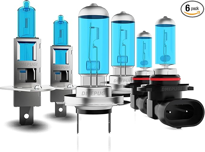 headlight bulbs compatible with Sonata 2006-2009 headlight Bulbs, h1 + h7 High/Low Beam + 880 Halogen Fog Lights, Pack of 6