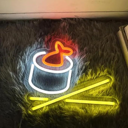 Sushi Roll Chopsticks LED Neon Sign, 18 x 14inches Japanese Restaurant Sushi Roll Set Neon Light Home Kitchen Wall Decor