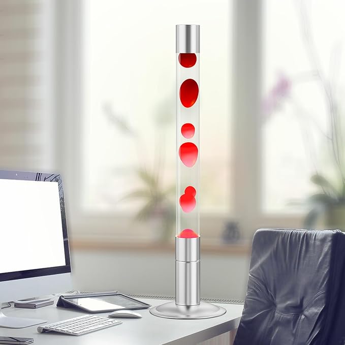 Liquid Motion Lamp, 30-Inch Magma Lamps for Adults Kids with Red Wax in Blue Liquid Motion Lamp Cool Home Office Decoration…(Red Wax+White Liquid) ((Red Wax+White Liquid))