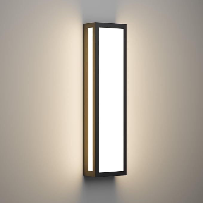 LamQee 23.6 Inch Oversized Modern Outdoor Wall Lights, Brighter 3000K LED Outdoor Sconces Wall Mount Exterior Lighting Fixtures with Rectangular Acrylic Shade for House Porch Patio Garage Front Door