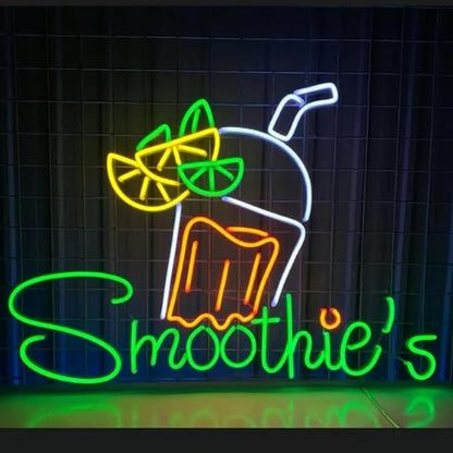 Custom Smoothie Neon Sign, Open Smoothie Welcome Shop Led Sign, Smoothies Bar Wall Decor, Smoothie Lover Decor Gifts Size:20inches