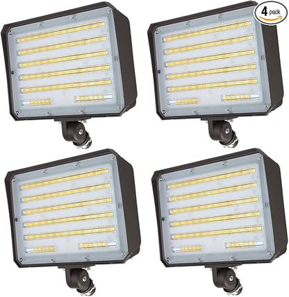 LED Flood Lights Outdoor with Dusk to Dawn Photocell, 3/4/5000K Security Lighting 100W 80W 60W Tunable, IP65 Waterproof Knuckle Mount Exterior Floodlights for Barn, Backyard, ETL Listed, 4 Pack