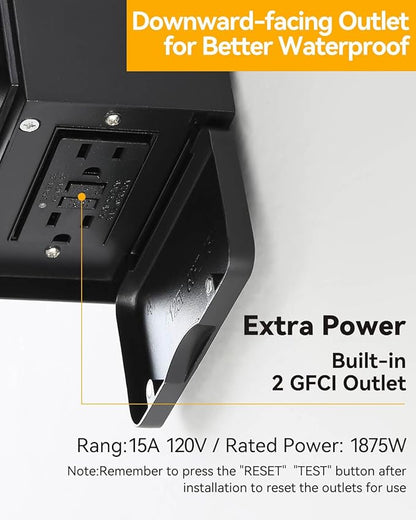 RAYVO Porch Light with Outlet Dusk to Dawn Outdoor Light Fixture Wall Mount with Matte Black Finish, Square Up and Down Lights Outdoor Sconce Aluminum Outside Lights for House Porch Garage Patio