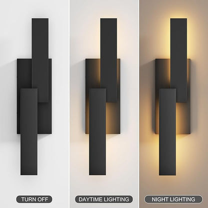 LamQee 24 Inch Aluminum Modern Outdoor Wall Light, 3000K 1000LM 20W Integrated LED, Matte Black Exterior Lighting Fixtures IP65 Waterproof Contemporary Outside Sconce for House Porch Patio Garage Door