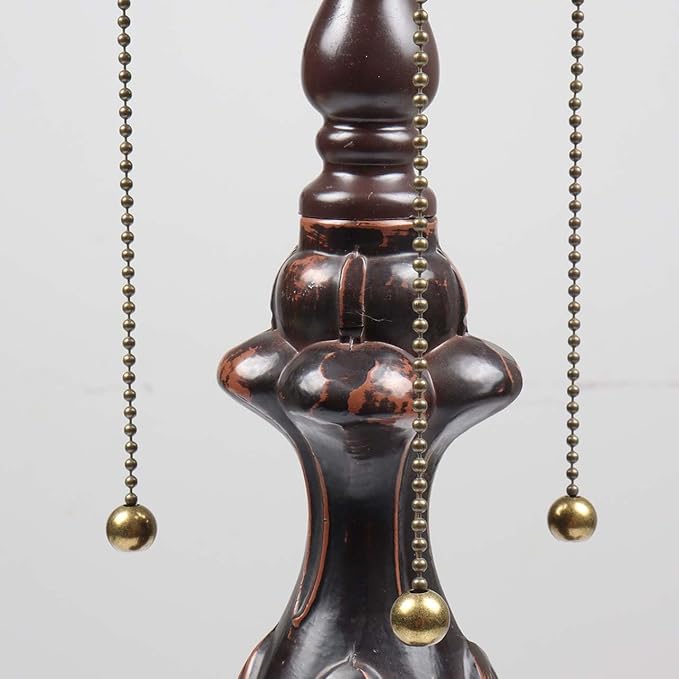 Bieye B10024 Antique Metal Table Lamp Base with 3-Light Sockets (Brown, 7" Wx25 H)