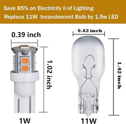LED Landscape Light Bulbs 1W 12V Yellow White 2200K，7W Low Voltage Light Bulbs Equivalent，Wedge Base T5 Malibu Bulbs, Garden Light Bulbs, Landscape Bulbs 8 Pack