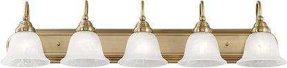 Livex Lighting 1005-01 Belmont 5-Light Bath Light, Antique Brass, 36 x 8.5 x 8.5