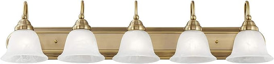 Livex Lighting 1005-01 Belmont 5-Light Bath Light, Antique Brass, 36 x 8.5 x 8.5
