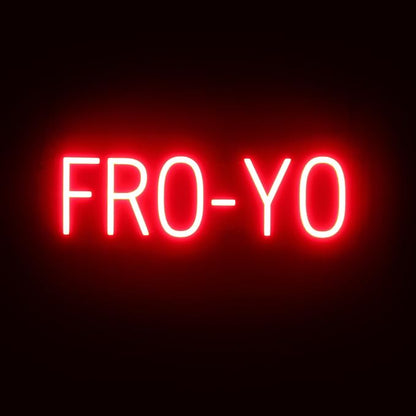 SpellBrite FRO-YO Sign | Treat-Related Sign with Neon Look, Red LED Light Source | 23.2" x 6.3"