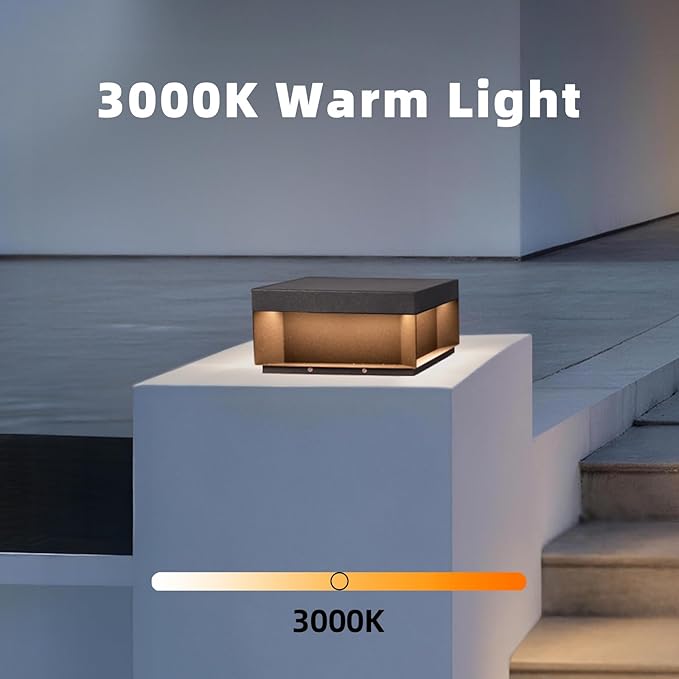 Outdoor Post Lights Hard Wired, 11.8'' AC100-240V Modern Outdoor Column Lights, IP54 Waterproof Pillar Light Outside, 3000K Column Light Posts for Outside, Lamp Post Lighting for Fence Deck Patio