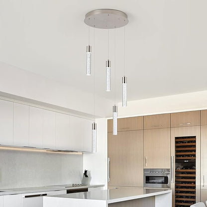 5-Light Pendant Lights for Kitchen Island, Kitchen Pendant Lighting Over Island,Integrated Modern Pendant Light with Crystal 40W,6000k Dimmable…