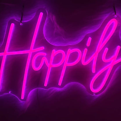 Happily Ever After Neon Sign Large, 39.32 Inch Neon Lights Art Decorative with Dimmer for Home Wall Decor, Wedding, Birthday, Bachelorette Party, Rose Red