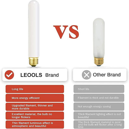 Leools T10 Led Frosted Bulb,e26 Dimmable Tubular LED Light Bulb, 6W Equal 60 watt Light Bulb 4000K Neutral White,CRI90+,600LM,E26 Base Matt Opal Porcelain,7.3inches Long Bulbs,4 Packs