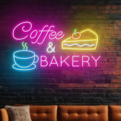 Coffee & Bakery Led Sign, Open Cake Bakery Neon Sign, Bakery Coffee Decor Size:20inches