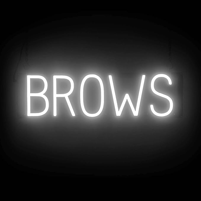 SpellBrite BROWS Sign | Beauty-Related Sign with Neon Look, White LED Light Source | 22.6" x 6.3"