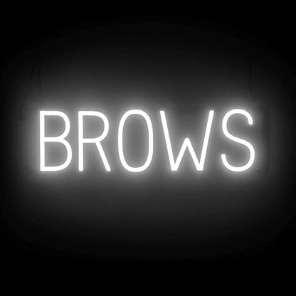 SpellBrite BROWS Sign | Beauty-Related Sign with Neon Look, White LED Light Source | 22.6" x 6.3"