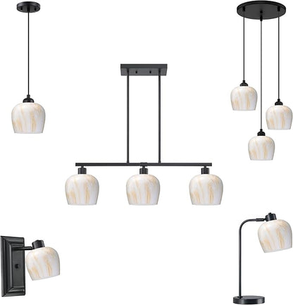 3 Pack 6.23 Inch Painting Glass Lamp Shade Pendant Ceiling Chandelier Wall Sconce Light Replacement Oval Painting Glass Shade Fixture Over Sink Kitchen Island