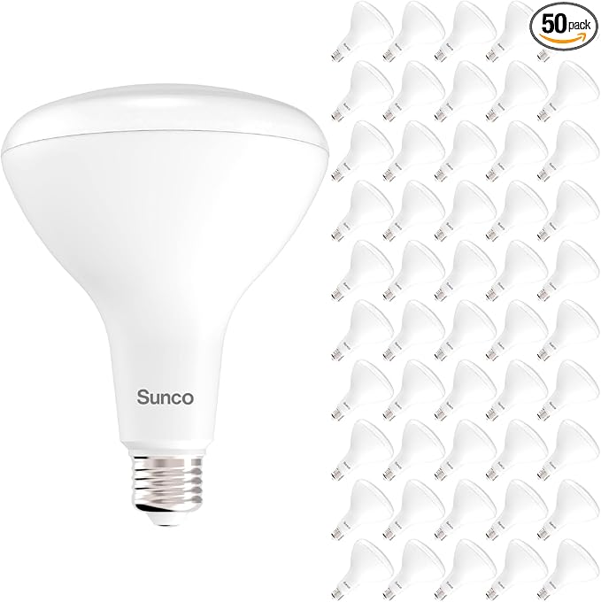 Sunco 50 Pack BR40 LED Light Bulbs, Indoor Flood Lights, Recessed Can Light Bulb, 1400 LM, 17W (100W Equivalent), 4000K Cool White, Dimmable, E26 Base, for Home, Bedroom, Kitchen UL