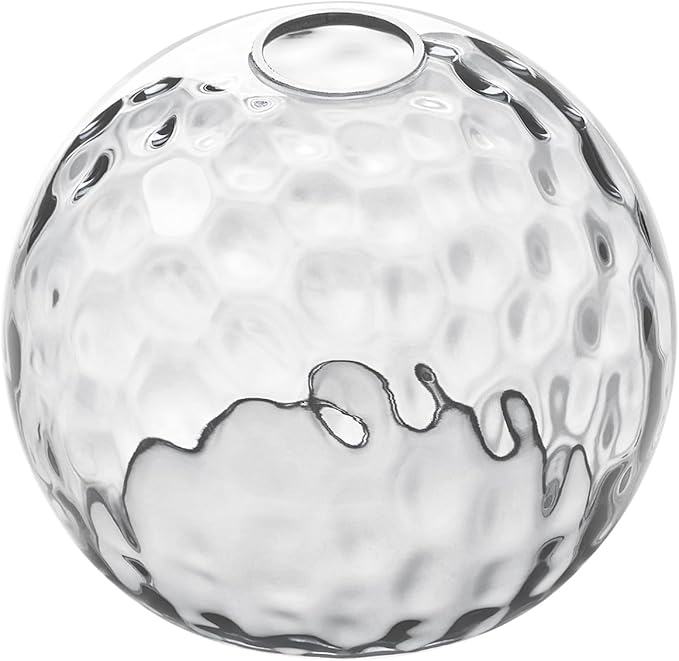 Fixture Replacement Globe Shade with 1.65 Inch Fitter, 8 Inch Diameter, E26 Base 1-5/8 Inch Fitter, Glass Lampshade Cover for Pendant Wall Sconce Chandelier Vanity Light (Hammered Clear)