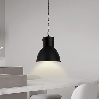 BoostArea Black Pendant Lights Kitchen Island, 10.6" Large Metal Shade and 70.9'' Adjustable Height, Modern Pendant Lighting Fixtures,Farmhouse Hanging Pendant Light for Kitchen Island/Bar,No E26 Bulb