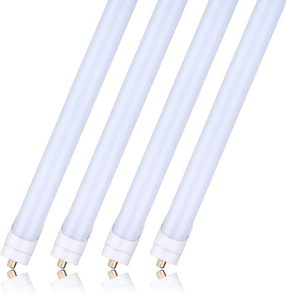 8ft T8 LED Tube Light 6000K Frosted Cover, Single Pin Cool White 45W (Replace 100 Watt Fluorescent Tubes)Double-Ended Power 4 Pack