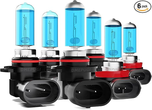 9005/HB3 + 9006/HB4 + H11 /H9/H8 Halogen Bulb Kit for Toyota RAV4 2006-2012,Bright High/Low Beam and Fog Lights, Halogen Replacement Headlight Bulbs, Plug N Play,Pack of 6