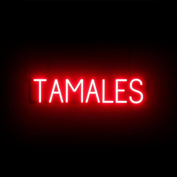 SpellBrite TAMALES Sign | Mexican Food-Related Sign with Neon Look, Red LED Light Source | 28.8" x 6.3"