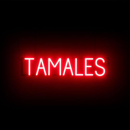 SpellBrite TAMALES Sign | Mexican Food-Related Sign with Neon Look, Red LED Light Source | 28.8" x 6.3"