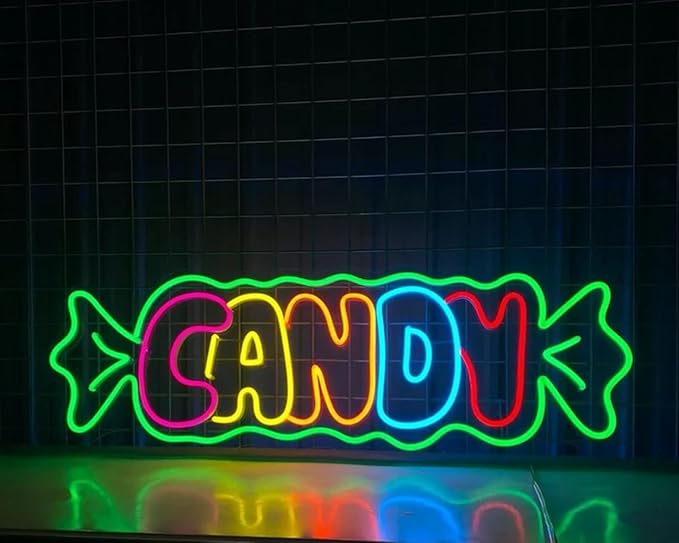 Colorful Candy Neon Sign, Candy Shop Wall Decor, Candy Lover Gifts, Candy Party Sign Size:23inch
