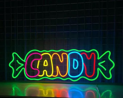 Colorful Candy Neon Sign, Candy Shop Wall Decor, Candy Lover Gifts, Candy Party Sign Size:23inch
