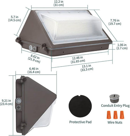 kadision 60W LED Wall Pack Light with Photocell, 7800lm 5000K Daylight 100-277V, Waterproof Dusk-to-Dawn Outdoor Lighting Fixture, ETL Listed (4 Pack)
