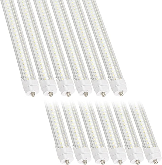 12 Pack 6FT T8 LED Tube Light Bulbs 40W One Pin Fa8 Cap 6000K Daylight with Dual-Row LEDs 6 Foot T10 T12 Fluorescent Replacement for Garage, Shop, Warehouse
