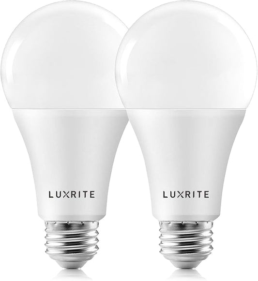 LUXRITE A21 LED Bulbs 150 Watt Equivalent, 2550 Lumens, 3000K Soft White, Dimmable Standard LED Bulb 22W, Energy Star, E26 Medium Base - Indoor and Outdoor (2 Pack)