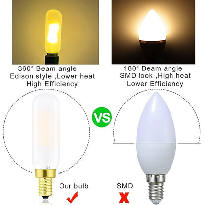 Dimmable T6 LED Frosted Bulbs, 6W E12 Edison Light Bulbs Warm White 2700K,600lm, 60W Candelabra Incandescent Bulbs Equivalent Vintage LED Filament Edison Candle Bulb with Decorative, 6Pack.