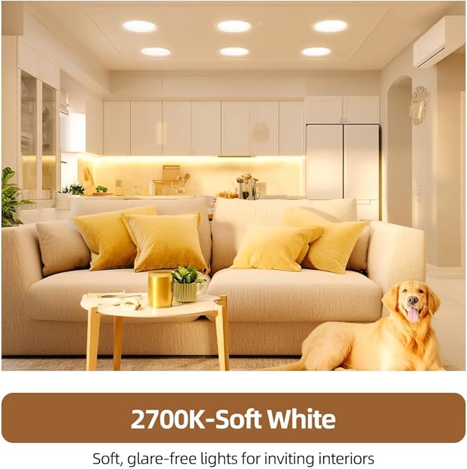 24 Pack BR30 LED Bulbs, 65W Equivalent, 10W 2700K Soft White, 700 Lumens, Flicker-Free, Dimmable Recessed Can Flood Lights for Home & Kitchen, Long Lasting & Energy Efficient, E26 Base, UL Listed