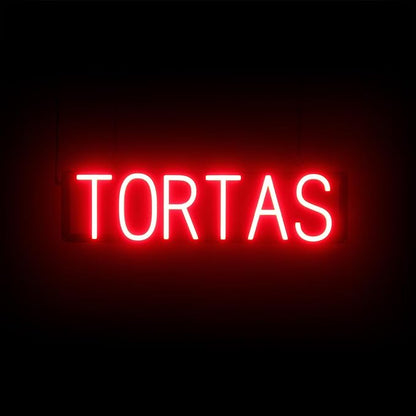 SpellBrite TORTAS Sign | Mexican Food-Related Sign with Neon Look, Red LED Light Source | 24.8" x 6.3"