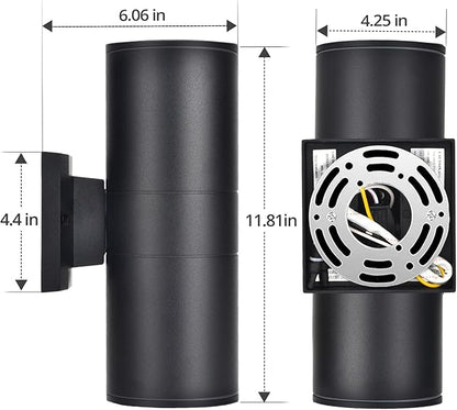 wowlite Outdoor Wall Light, Exterior Lighting, Matte Black Waterproof Wall Mount Cylinder Design, Up Down Light Fixture for Porch, Backyard and Patio, 1 Pack