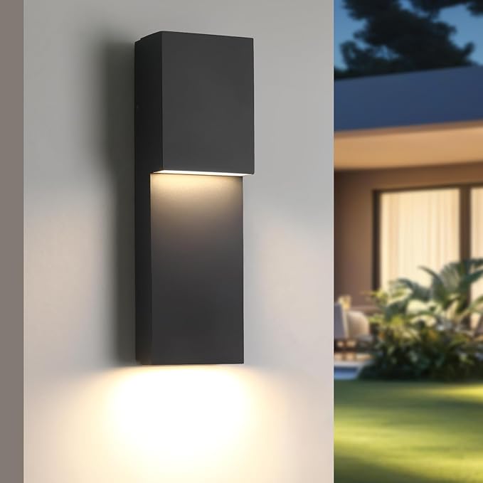 Fire Wolf Modern 18W LED Outdoor Wall Sconce,Dual-Source Front Porch Light,Aluminum Modern Wall Light,3000K,Damp Environments Such as Porches,Terraces,Gardens,Indoor/Outdoor Applications T-L-DM-58