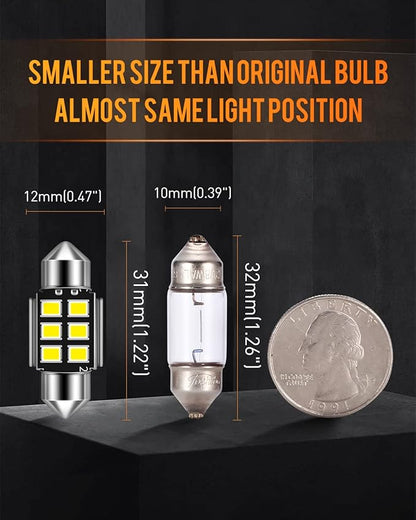 LUYED DE3175 LED Bulb Xenon White CANBUS Error Free 1.25 inches DE3021 DE3022 3175 LED Bulbs Used For Interior Map Dome License Plate Courtesy Lights,Pack of 5