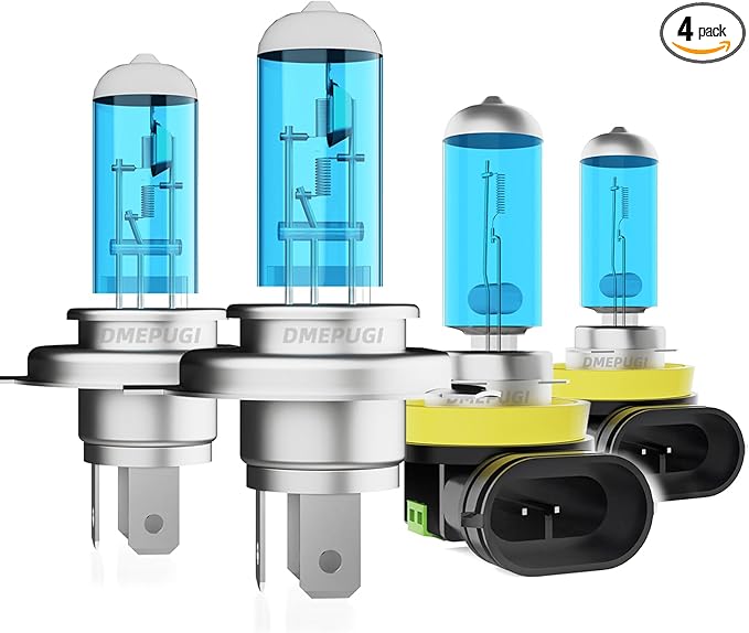 Lights Compatible With Toyota Yaris 2006-2020 Headlight Bulbs,9003 Halogen Headlight High Low Beam H11 Fog Light, Plug n Play, 6000K White, 4-Pack