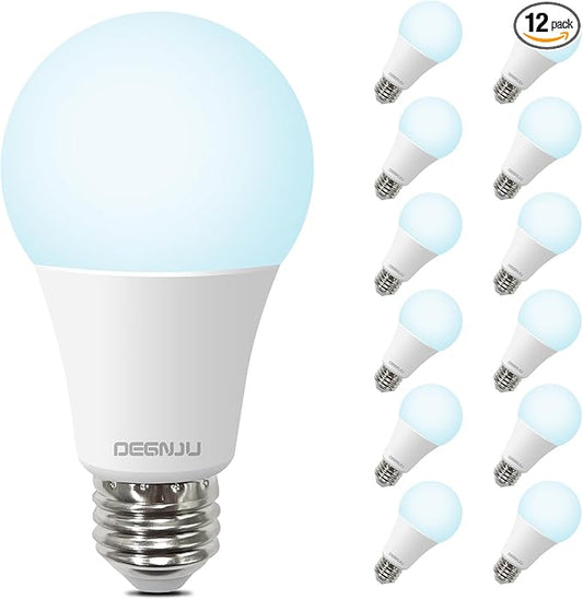 LED Light Bulbs, 100 Watt Equivalent LED Bulbs A19, 5000K Daylight, E26 Standard Base, 1500 Lumens, Non-Dimmable, 13W Bright White E26 Bulbs for Bedroom Home Office, 12 Pack