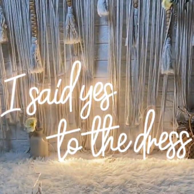 I Said Yes To The Dress Neon Sign, Custom Wedding Dress Shopping LED Neon Light, Bridal Shower Business Store Decor Bride To Be Decorations Size:20"x11"