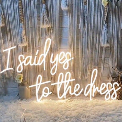 I Said Yes To The Dress Neon Sign, Custom Wedding Dress Shopping LED Neon Light, Bridal Shower Business Store Decor Bride To Be Decorations Size:20"x11"