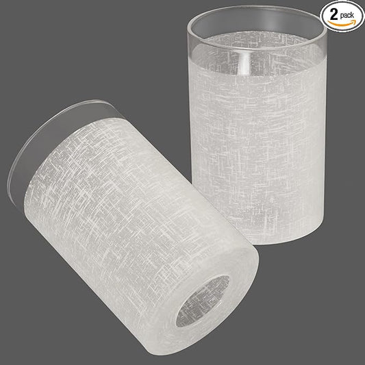 2 Pack White Linen Frosted Glass Lamp Shade, Cylinder Light Fixture Replacement Globe or Cover with 1-5/8-Inch Fitter for Pendant Light Chandelier Wall Sconce G0125