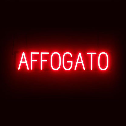 SpellBrite AFFOGATO Sign | Treat-Related Sign with Neon Look, Red LED Light Source | 32.1" x 6.3"