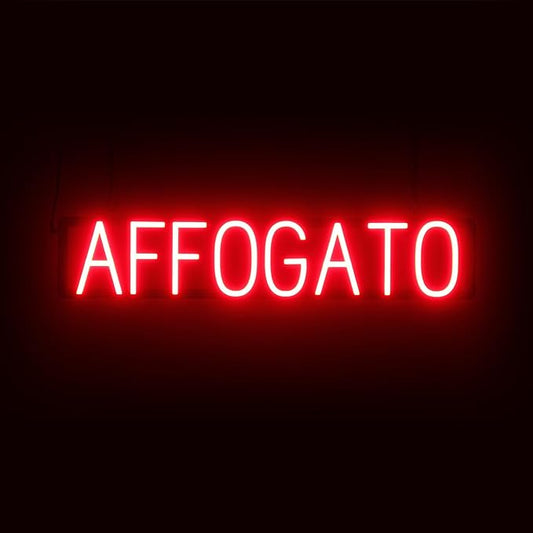SpellBrite AFFOGATO Sign | Treat-Related Sign with Neon Look, Red LED Light Source | 32.1" x 6.3"