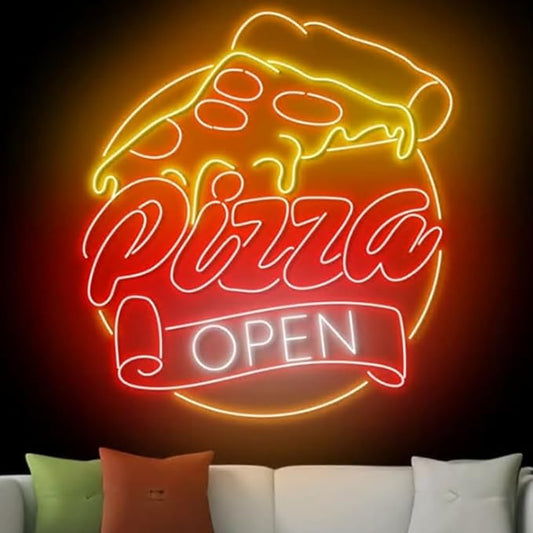 Open Pizza Neon Sign, 23inches Pizza Open Led Neon Light, Food Store Wall Art, Pizza Restaurant Wall Decor