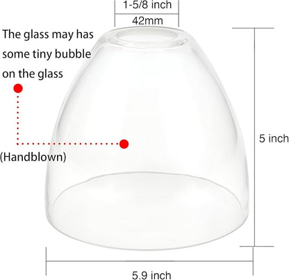 Bell Shade Lighting Fixture Glass Shade Replacement, 5.9"W x 5"H, 1-5/8 Inch Fitter, 3 Pack Clear Glass Shade Globe Cover for Chandelier Pendant Light Wall Sconce