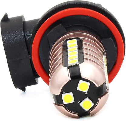 PHINLION H11 LED Fog Light Bulbs, Super Bright 3030 27-SMD H8 H16 LED Bulb Replacement for DRL or Fog Lights, 6000K Xenon White, Pack of 2